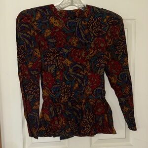 Elegant 80s Multicolor floral two piece dress